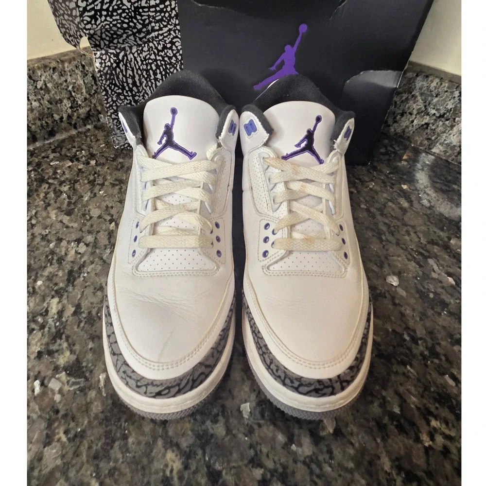 Jordan 3 Retro Dark Iris White Purple Black CT8532-105 Mens Size 11.5